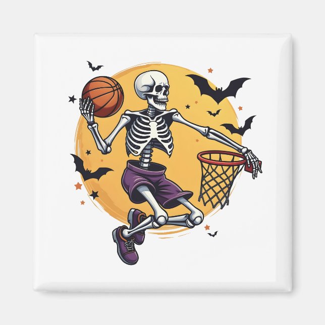 Aimant Squelette éffrayant Dunking Basketball Graveyard (Devant)