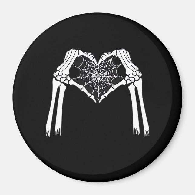 Aimant Squelette Mains Cobweb Coeur (Blanc) Classique (Devant)
