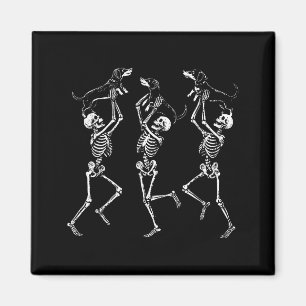Aimant Squelettes dansants rétro Dachshund Halloween mign