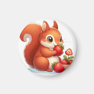 Aimant Squirrel eating strawberry