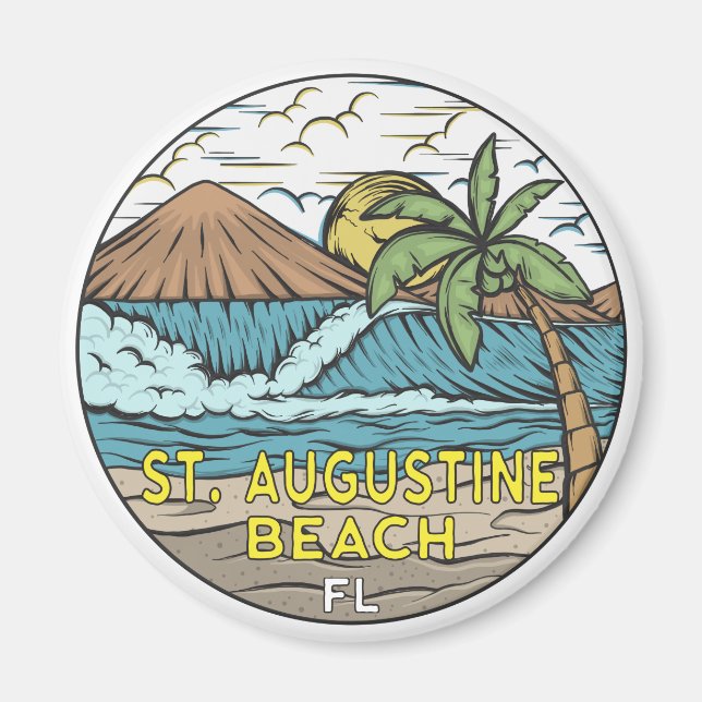 Aimant St Augustine Beach Florida Vintage (Devant)