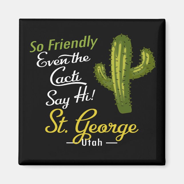 Aimant St George Cactus Funny Retro (Devant)