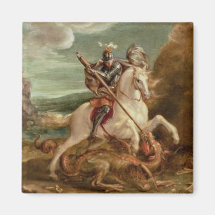 Aimant St George massacrant le dragon, (huile sur le