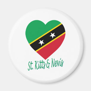 Aimant St Kitts et coeur de drapeau du Niévès