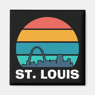 Aimant St Louis Arch Retro Sunset Cityscape
