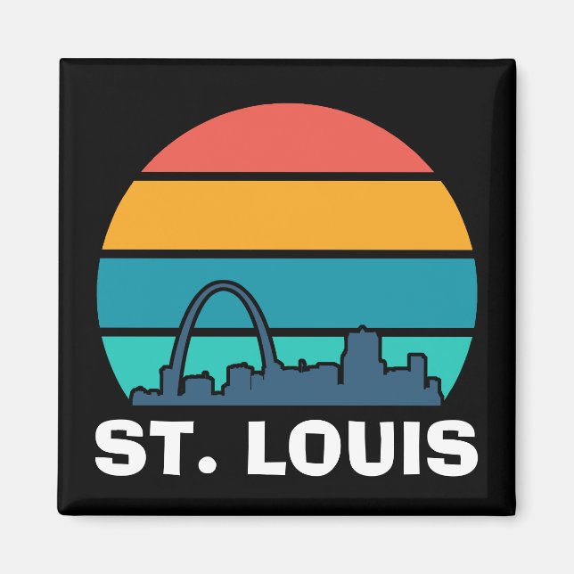 Aimant St Louis Arch Retro Sunset Cityscape (Devant)