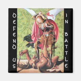 Aimant ST. MICHAEL, DRAGON ET JUSTICE, vert rouge brun