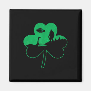 Aimant St Patricks Day Bigfoot Nessie Ufo Alien Trèfle