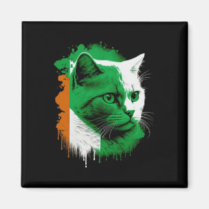 Aimant St. Patrick's Day Chat Drapeau irlandais Hommes fe
