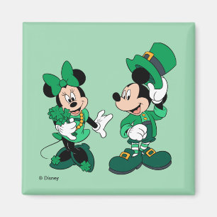 Aimant St. Patrick's Day Mickey et Minnie