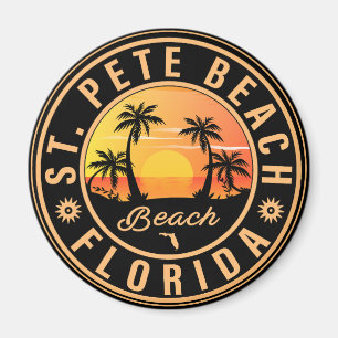 Aimant St. Pete Beach Floride Retro Sunset Palm Tree 60s
