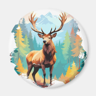 Aimant Stag Vector Art Animal Dans La Majestic Nature Sau