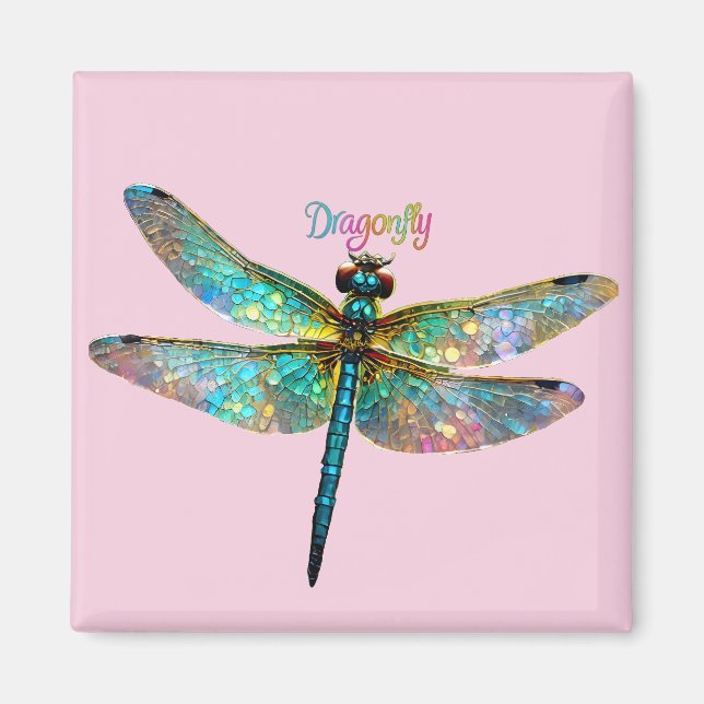 Aimant Stained Glass Colorful Dragonfly (Devant)