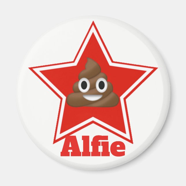Aimant Star Emoji Poo Personnalisé (Devant)