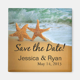 Aimant Starfish Couple on the Beach Économisez la date