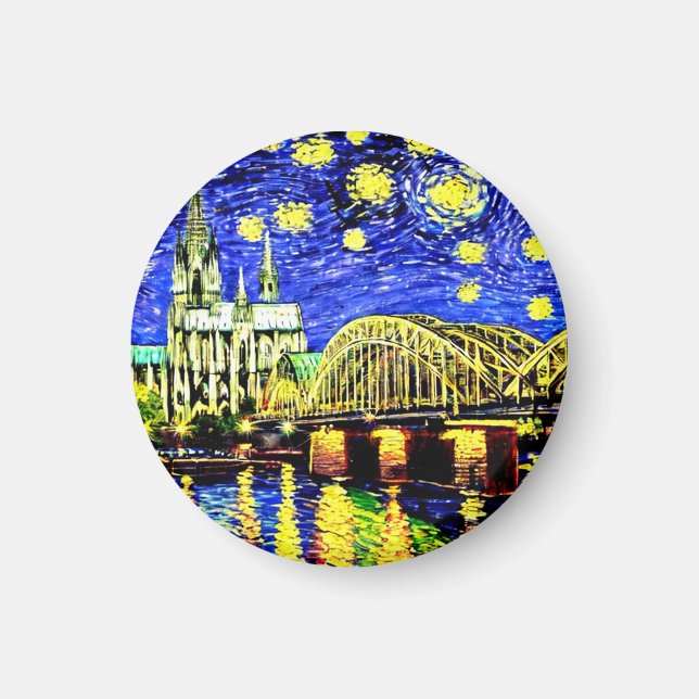 Aimant Starry Night Cologne Allemagne Cathédrale (Devant)