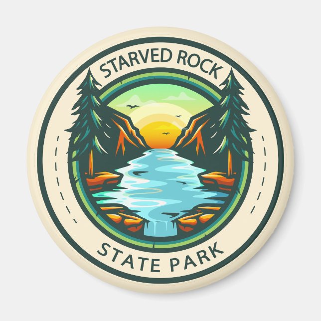 Aimant Starved Rock State Park Badge de l'Illinois (Devant)