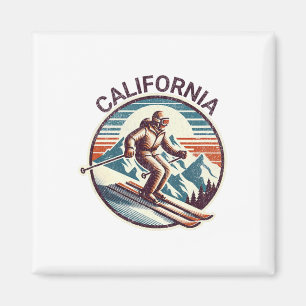 Aimant Station de ski Retro Californie Vintage Ski d'hive