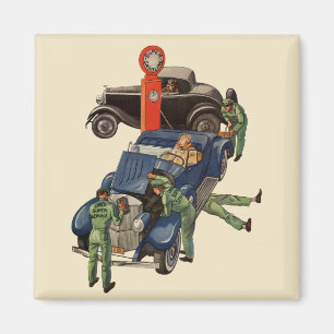 Aimant Station-service complet de Joe, Vintage