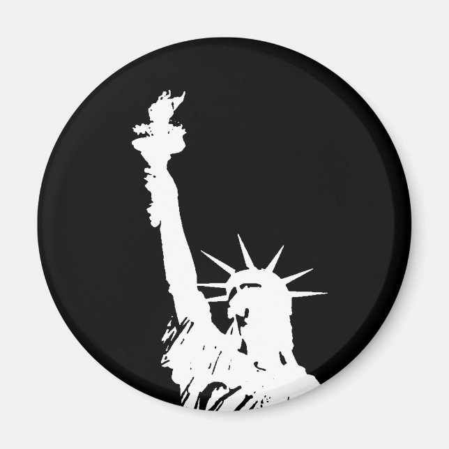 Aimant Statue d'Art Pop Noir & Blanc de Liberty Silhouett (Devant)