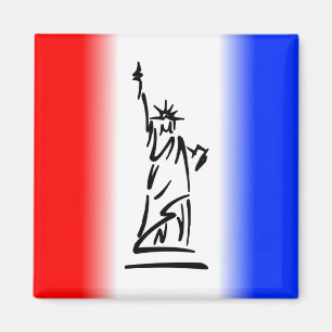 Aimant Statue de la Liberté Rayure Rouge Blanc Bleu