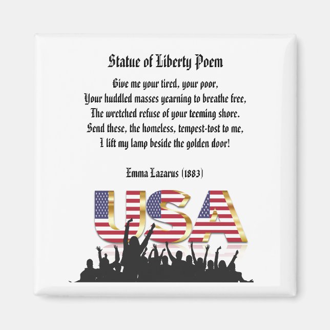 Aimant Statue du poème de la liberté, Une nation d'immigr (Devant)