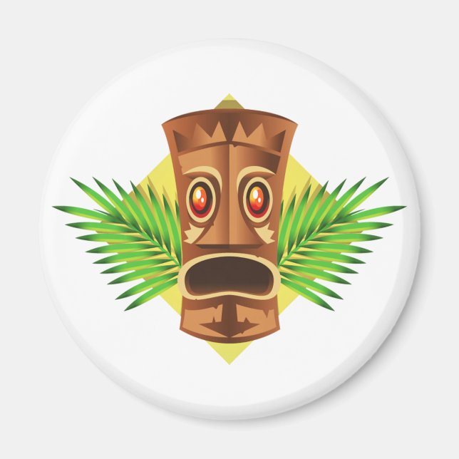 Aimant Statue Tropicale Tiki Terrifiante Avec Palmiers (Devant)