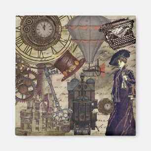 Aimant Steampunk Vintage industriel Victorian Imaginaire 