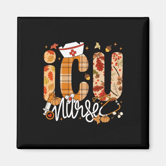 Aimant Stethoscope Icu Infirmière Automne Yall Feuilles d (Devant)