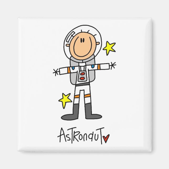 Aimant Stick Figure Astronaut T-shirts et cadeaux (Devant)