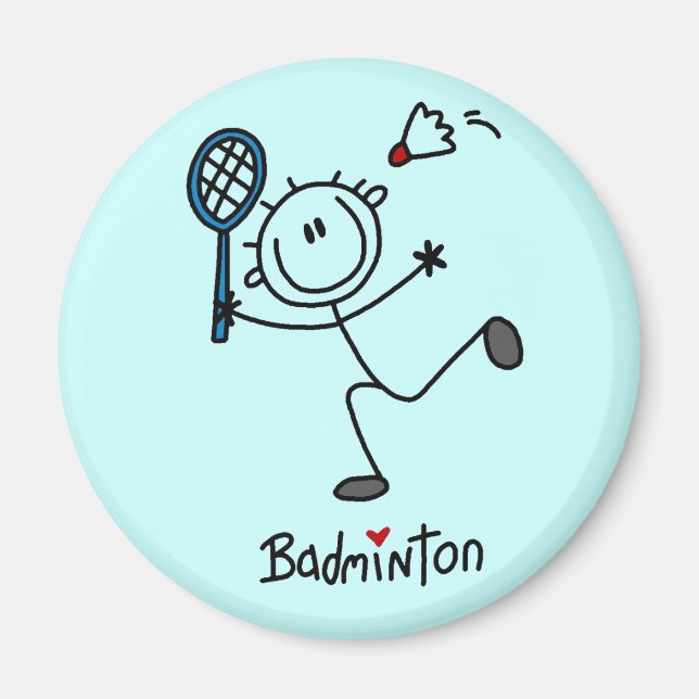 Aimant Stick Figure Badminton T-shirts et cadeaux (Devant)