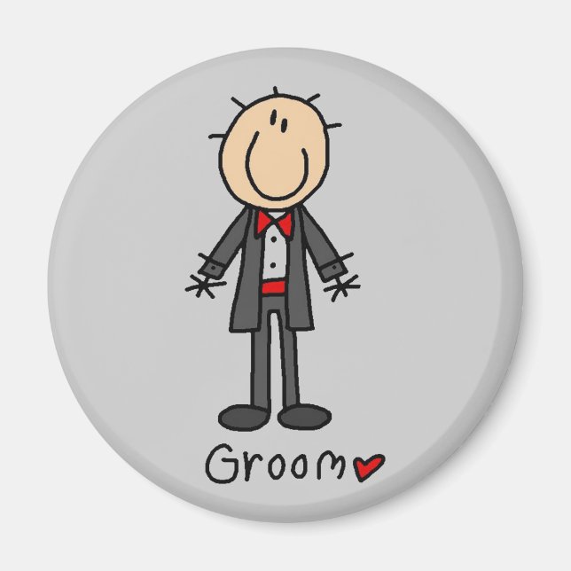 Aimant Stick Figure Groom T-shirts et cadeaux (Devant)