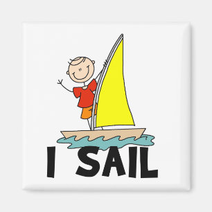 Aimant Stick Figure I Sail T-shirts et cadeaux