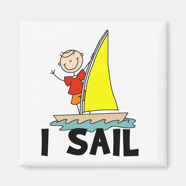 Aimant Stick Figure I Sail T-shirts et cadeaux (Devant)