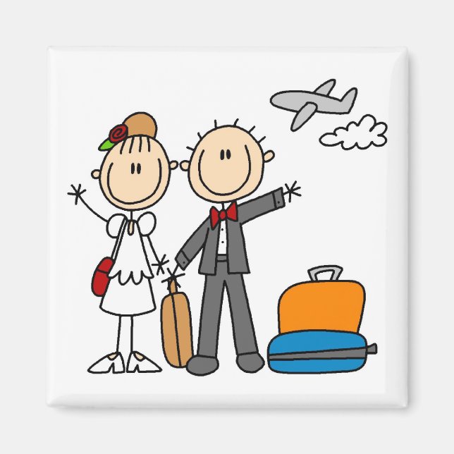 Aimant Stick Figure Mariage T-shirts et cadeaux lune de m (Devant)
