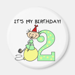 Aimant Stick Girl 2e Anniversaire Tshirts et cadeaux