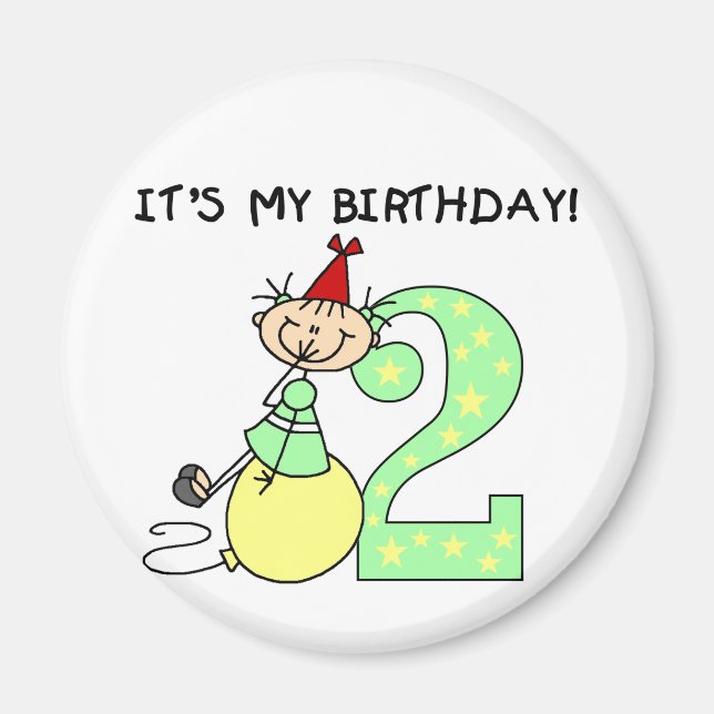 Aimant Stick Girl 2e Anniversaire Tshirts et cadeaux (Devant)