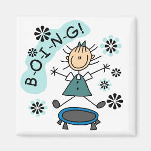 Aimant Stick Girl sur Trampoline T-shirts et cadeaux