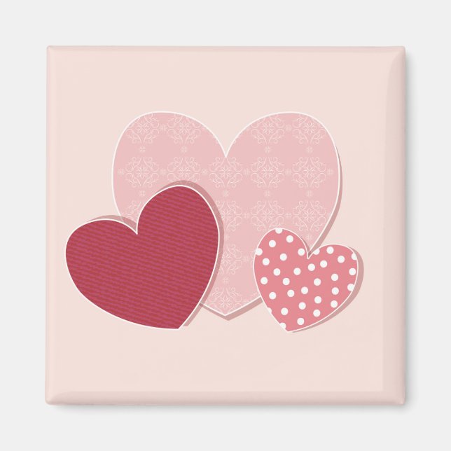 Aimant Sticker en papier Coeurs roses (Devant)