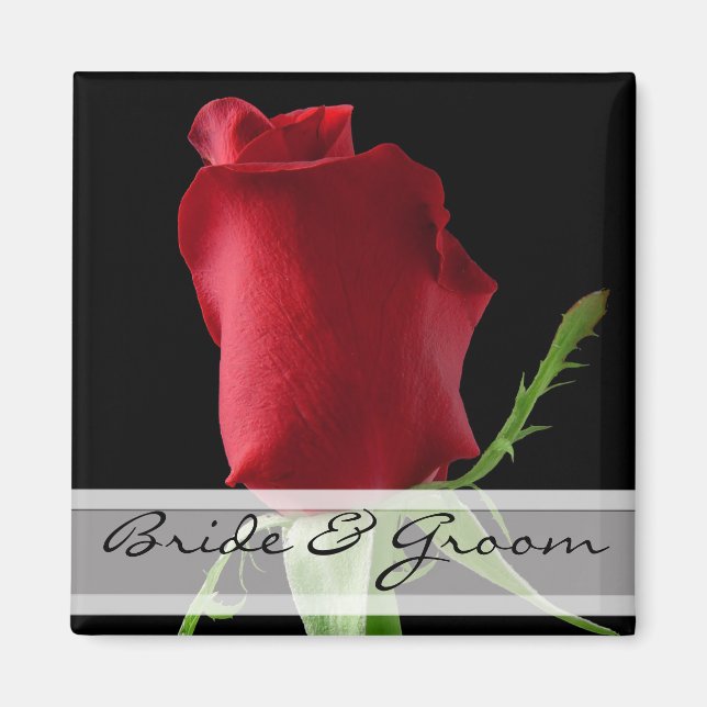 Aimant Stickers mariage Rose rouge Personnaliser pour tou (Devant)