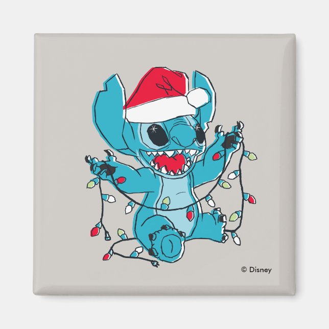 Aimant Stitch | Lumières de Noël (Devant)