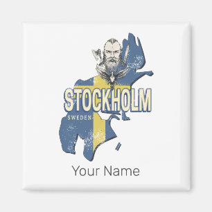 Aimant Stockholm Suède Province Carte Souvenir Vintage