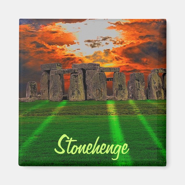 Aimant Stonehenge Standing Stones au coucher du soleil (Devant)