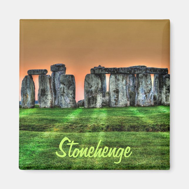 Aimant Stonehenge Standing Stones au coucher du soleil (Devant)