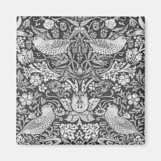 Aimant Strawberry Thief Grey, William Morris (Devant)