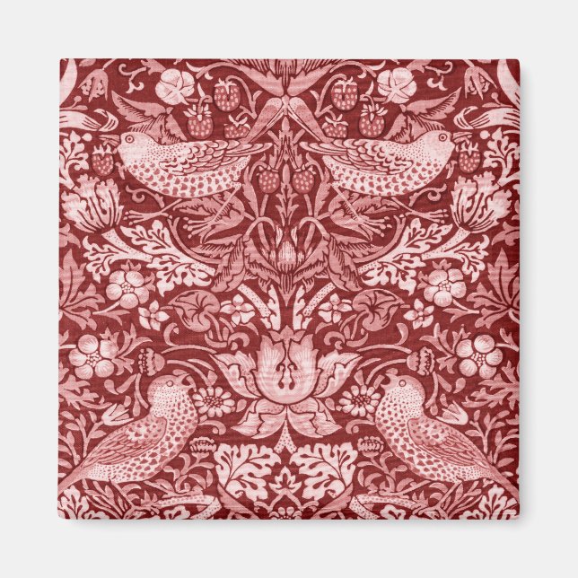 Aimant Strawberry Thief Maroon, William Morris (Devant)