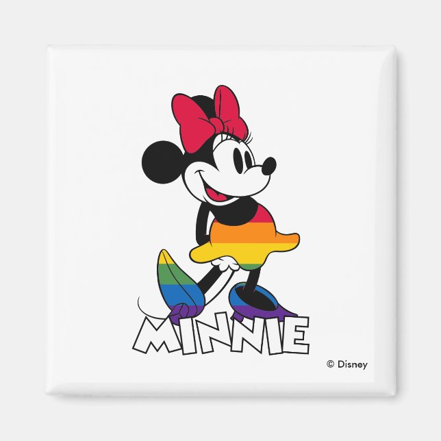 Aimant Stripes Arc-en-Ciel Minnie Classique (Devant)
