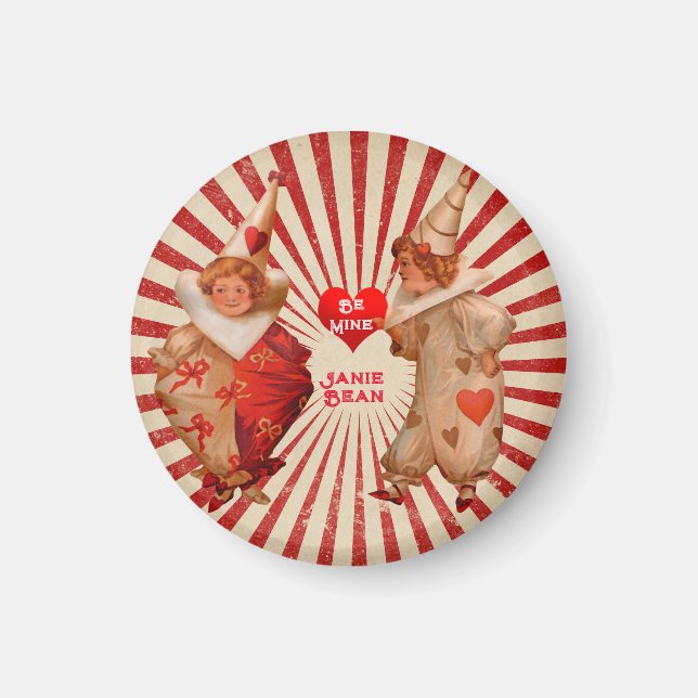 Aimant Stripes et Clowns Vintages de Saint-Valentin au co (Devant)