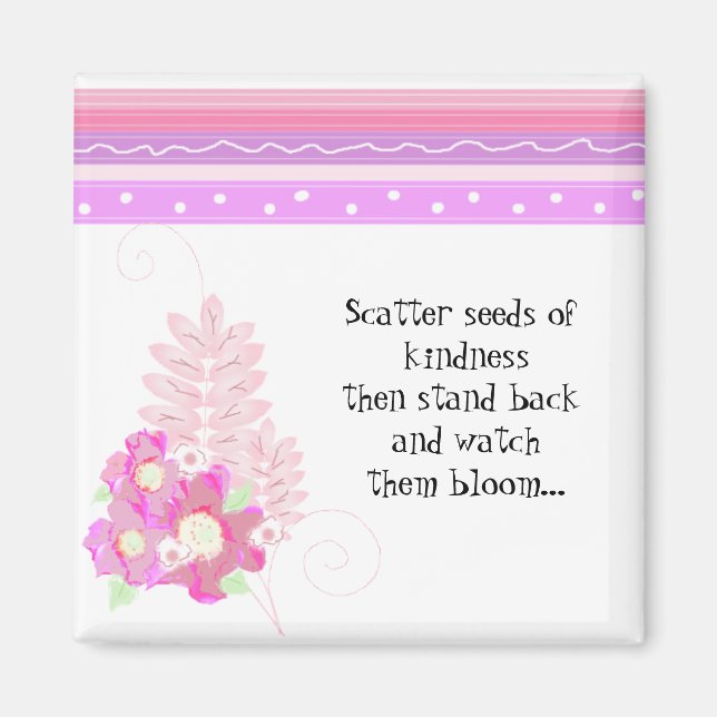 Aimant Stripes et Fleurs - Message inspirant (Devant)