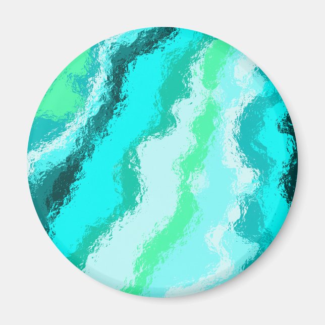 Aimant Style aquarellisé bleu vert aqua (Devant)